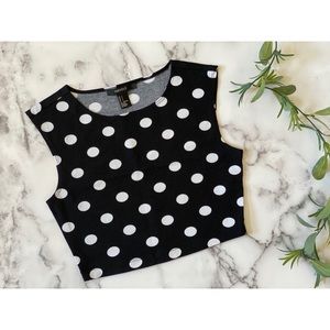 Forever 21 Black Polka Dot Crop Top S NWOT